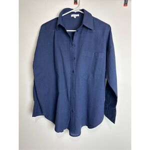 Navy Linen Button Up Shirt